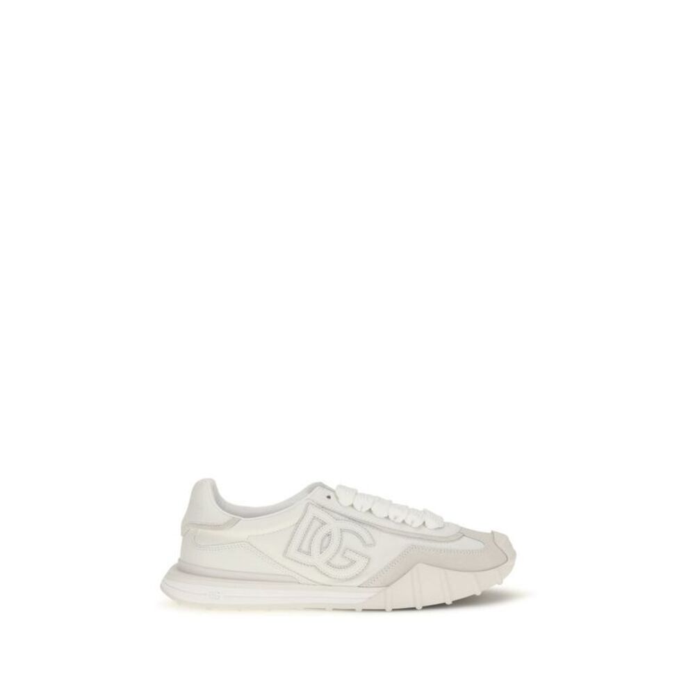 Dolce & Gabbana White Calf Leather Bos Taurus Athletic Men's Sneakers